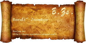 Benő Zsombor névjegykártya